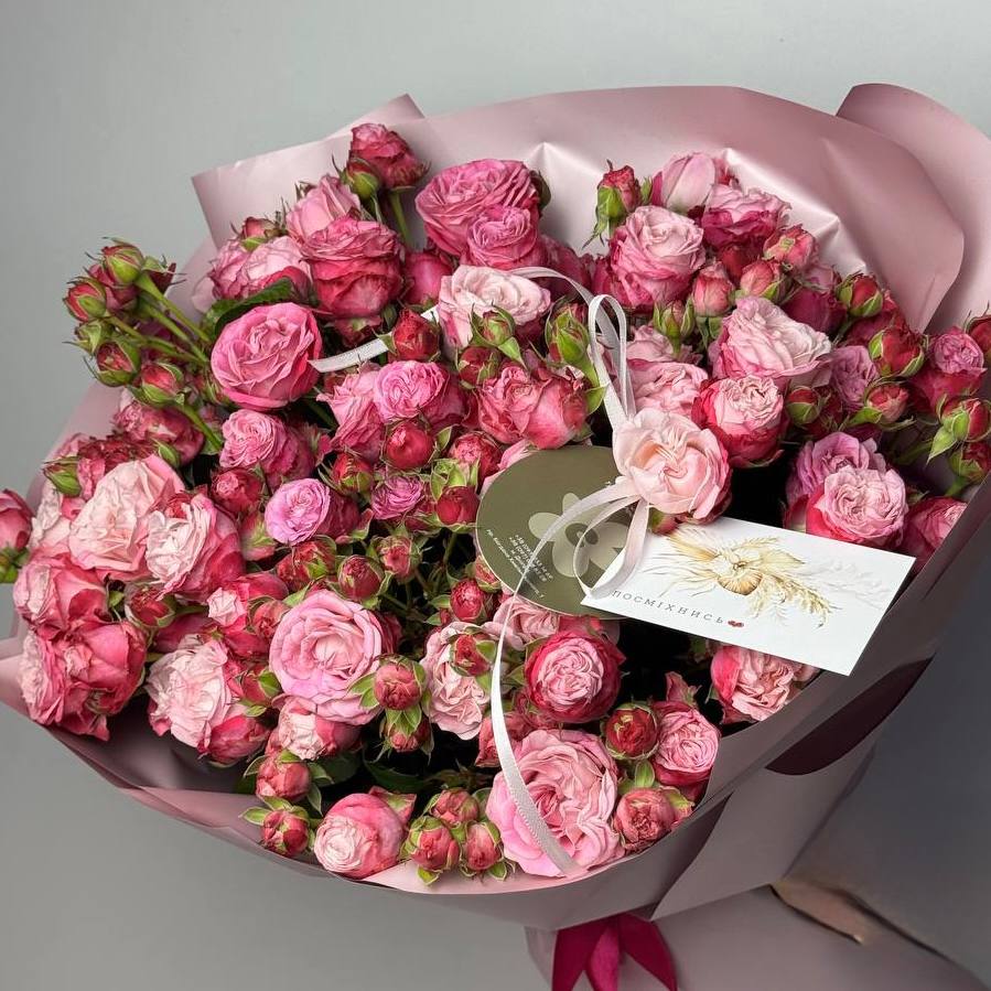 Букет троянд Леді Бомбастік 15 шт: Кущові троянди (Рожевий) - 15.