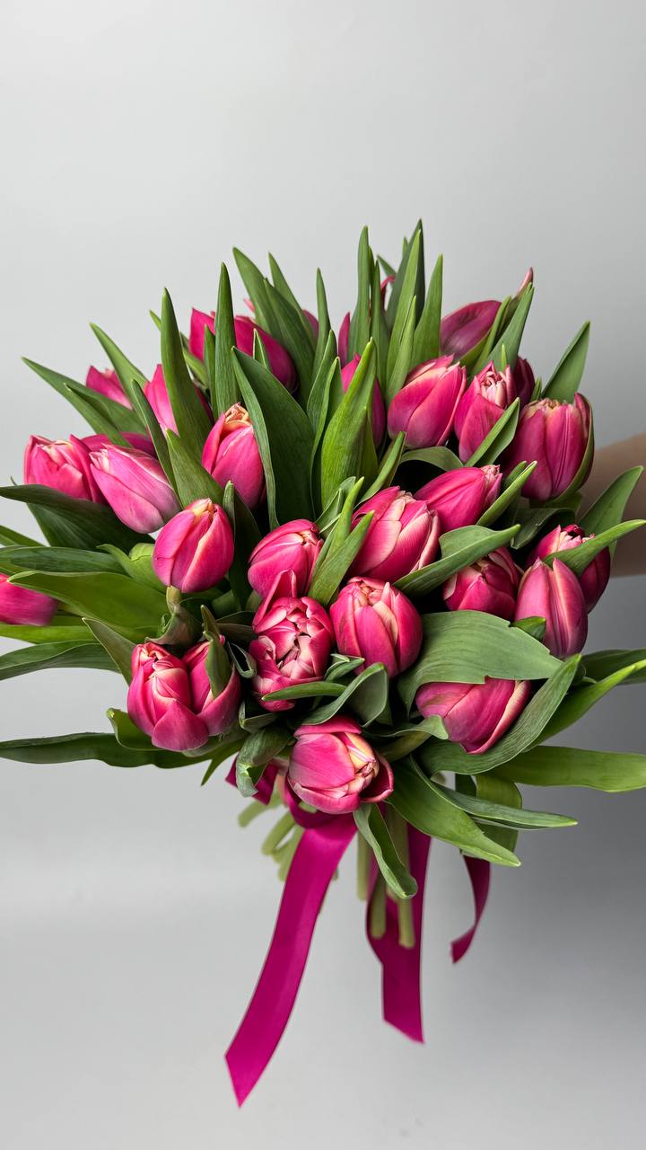 Букет тюльпанів Колумбус 31 шт, Евкаліпт image