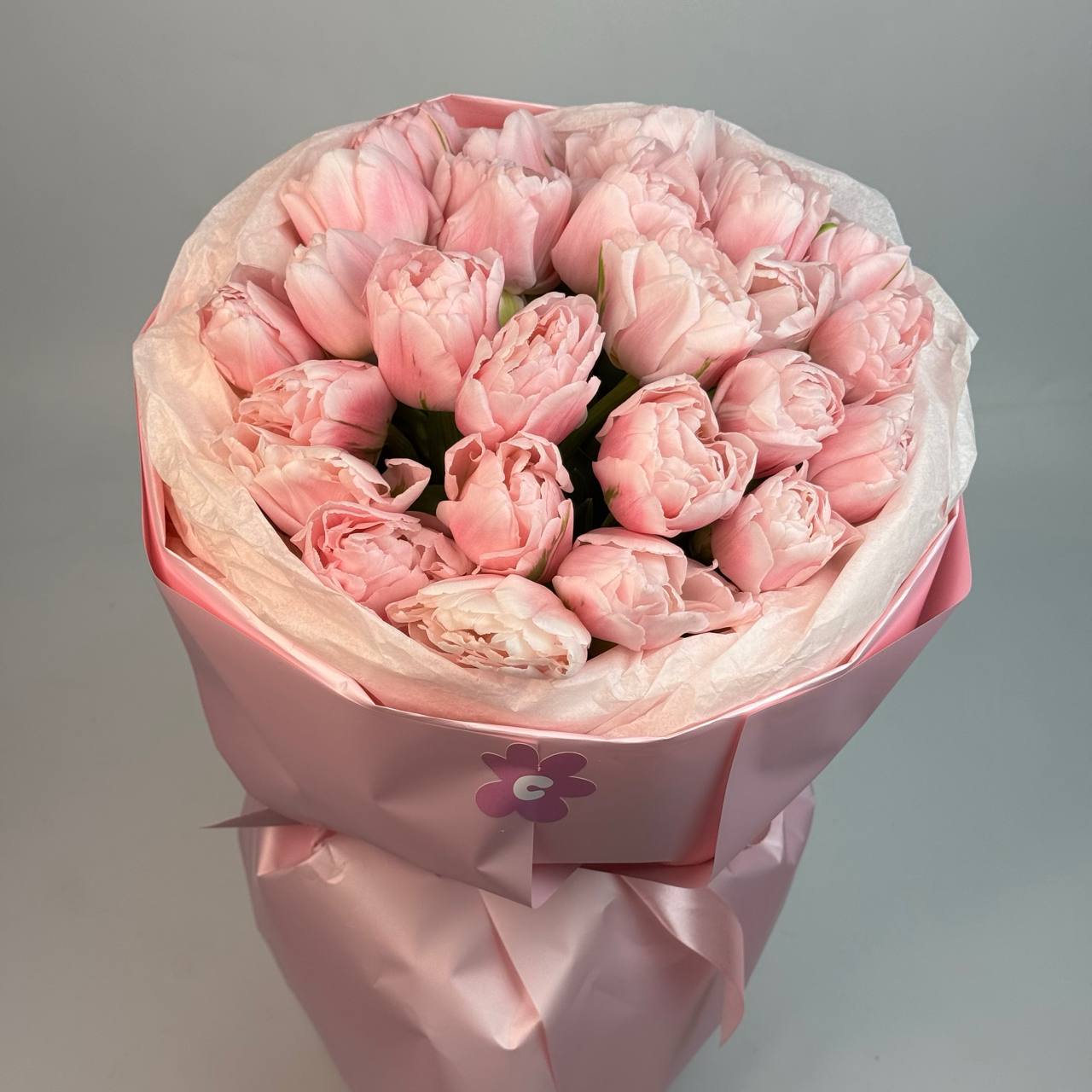 Букет рожевих піоновидних тюльпанів 25 шт image